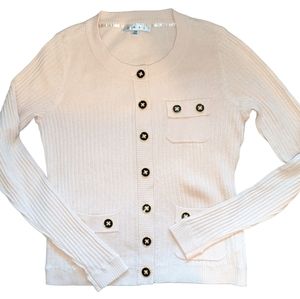 CAbi cotton cashmere blend petal pink button front cardigan XS